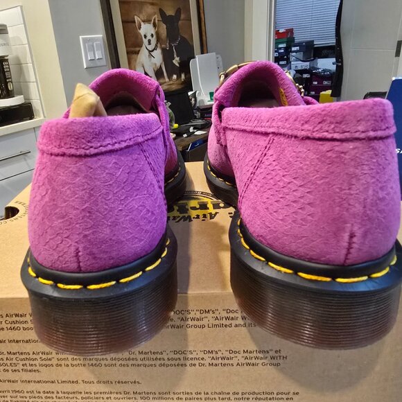 Dr. Martens Adrian Snaffle Repello Emboss Suede Kiltie Loafers Pink MENS SZ 10 - Picture 7 of 16
